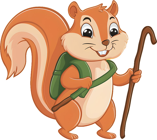 Free Squirrel Hiking Stick illustration and picture