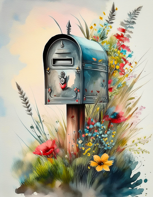 Free ai generated mailbox flowers illustration
