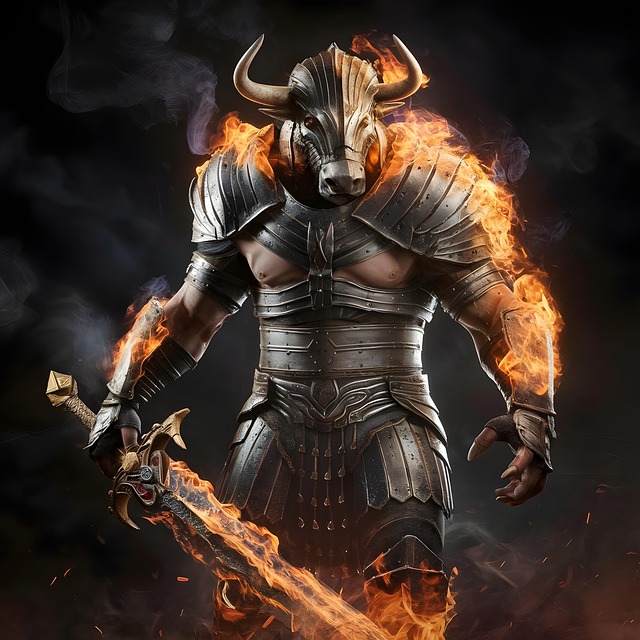 Free ai generated knight bull illustration