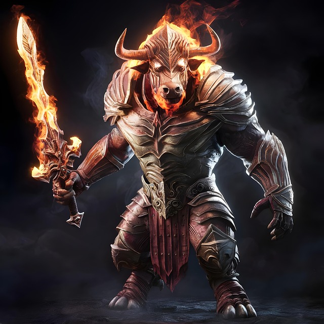 Free ai generated knight bull illustration