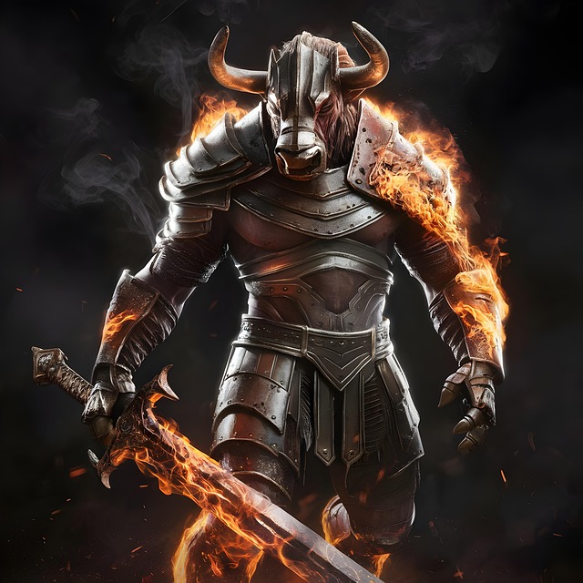 Free ai generated knight bull illustration