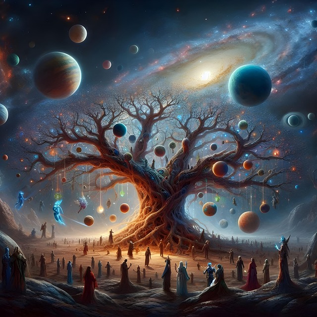 Free ai generated tree galaxy illustration