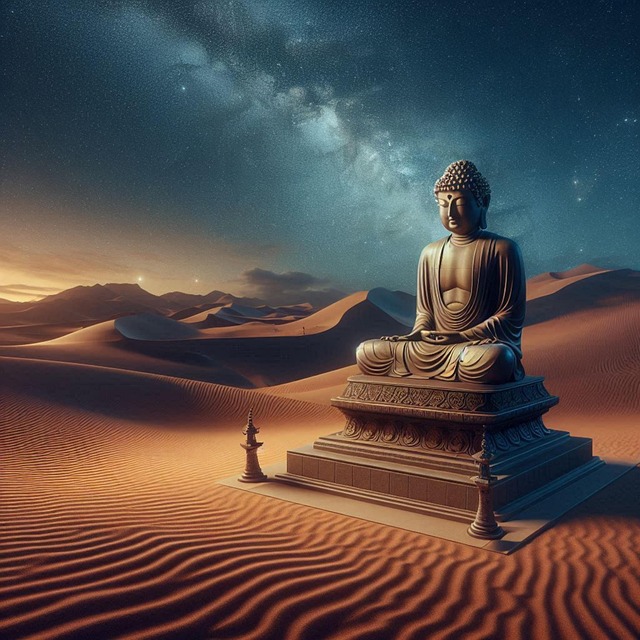 Free ai generated buddha desert illustration