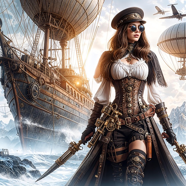 Free ai generated woman steampunk illustration