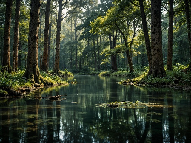 Free lake trees forest illustration