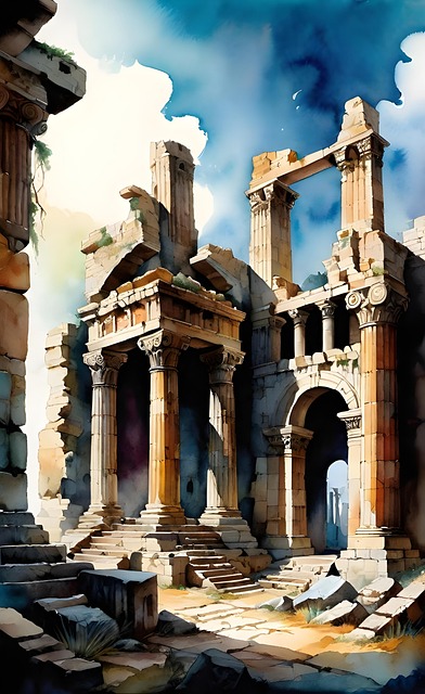 Free ai generated ruins architecture illustration
