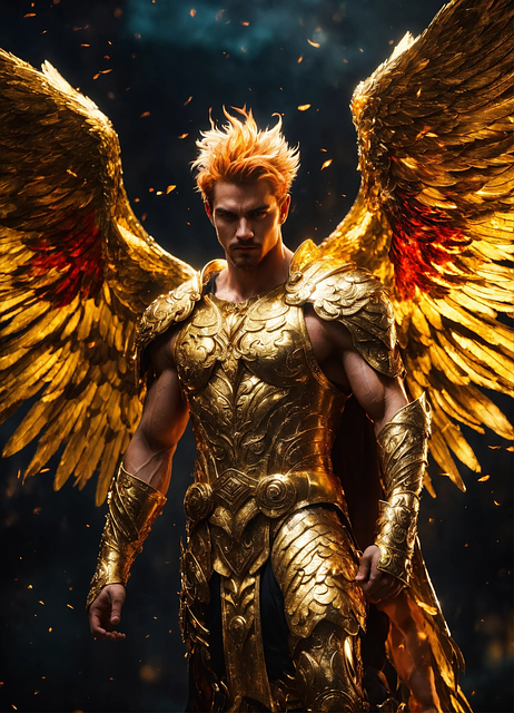 Ai Gerado, Homem, Anjo, Asas, Guerreiro