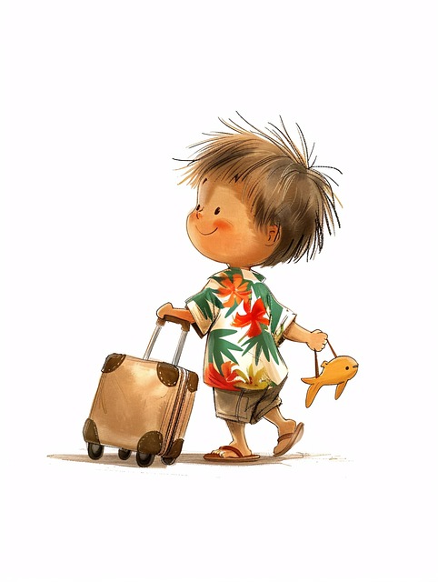 Free ai generated child travel illustration