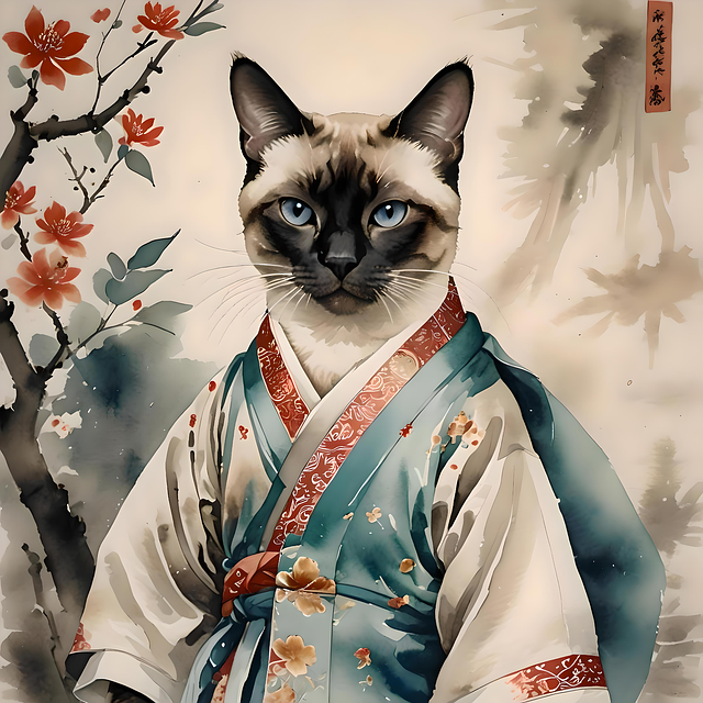 Free ai generated cat kimono illustration