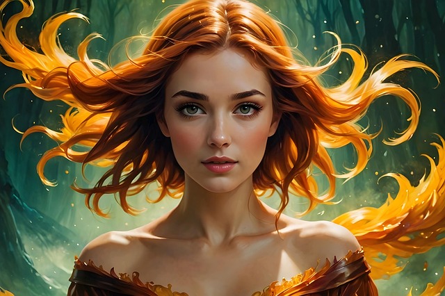 Free ai generated woman fiery illustration