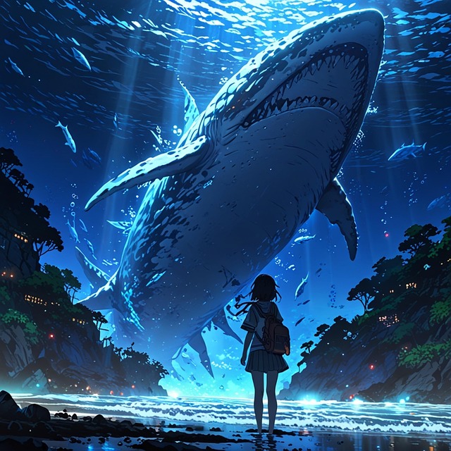 Free ai generated shark girl illustration