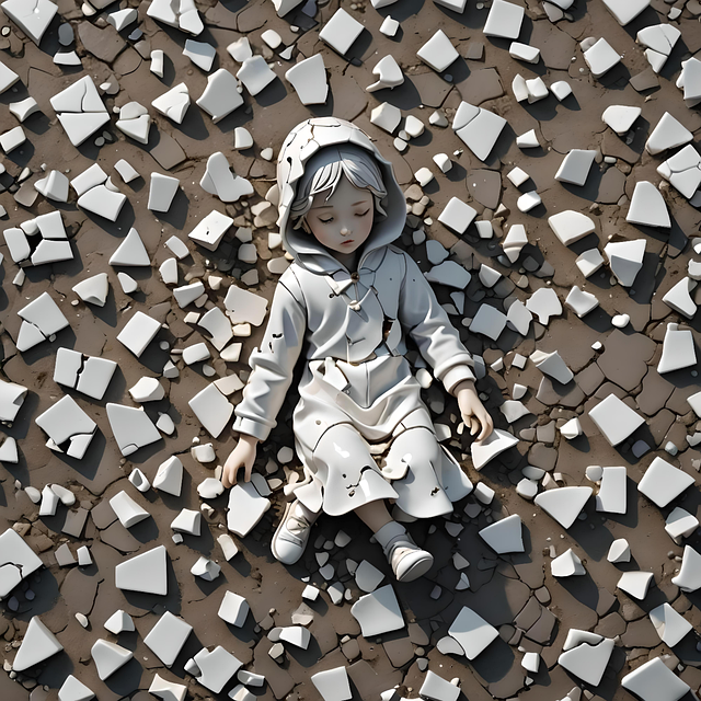 Download free HD stock image of Ai Generated China Doll Free ai generated china doll shattered illustration
