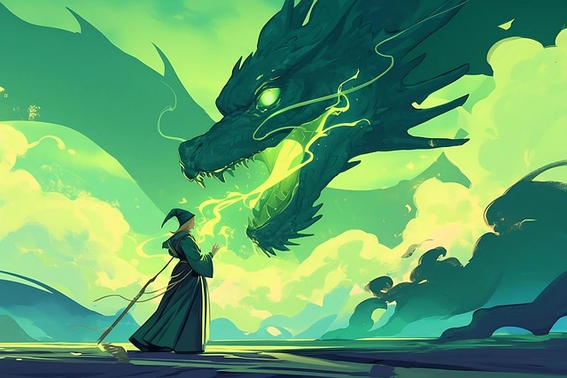 Free ai generated wizard dragon illustration