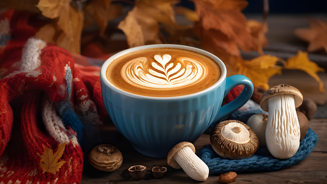Free mushroom coffee coffee with mushrooms functional coffee illustration