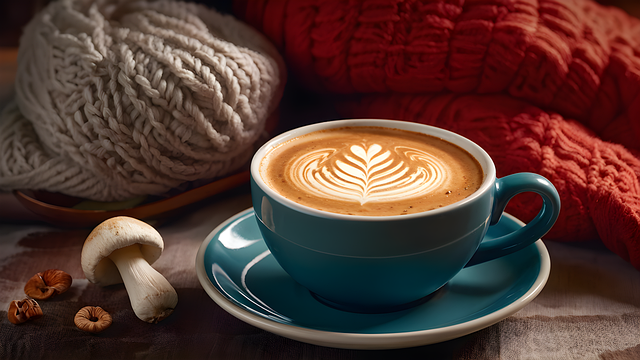 Free mushroom coffee coffee with mushrooms functional coffee illustration