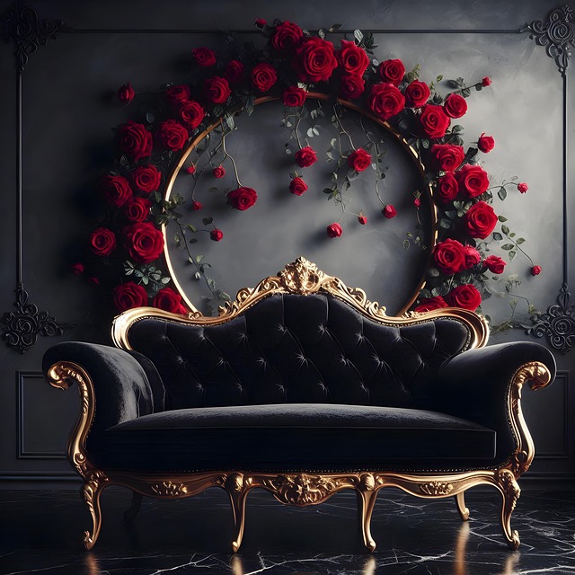 Sofá, Rosas, Mármol, Terciopelo