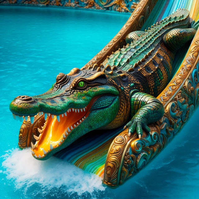 Free crocodile slide waterslide illustration