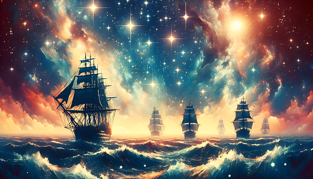 Free ai generated sailing ships painting illustration