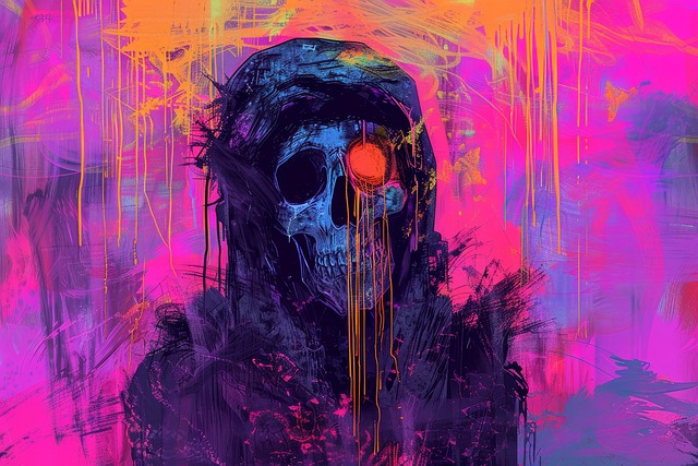 Free ai generated human skull grunge illustration