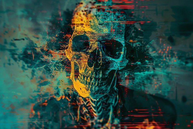 Free ai generated human skull grunge illustration