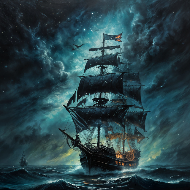 Free ai generated pirate ship sailing ship illustration