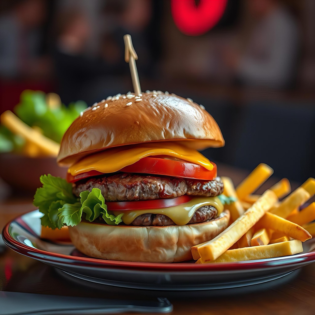 Download free HD stock image of Ai Generated Hamburger Free ai generated hamburger burger illustration