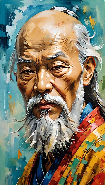 Free portrait oils chinese philosopher illustration