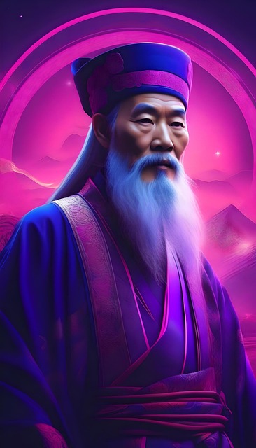 Free neopunk portrait lao tzu illustration