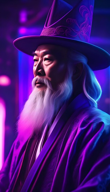 Free neopunk portrait lao tzu illustration