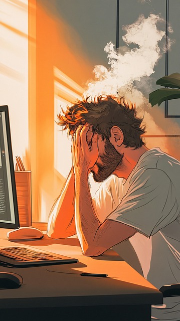 Free burnout stress exhaustion illustration
