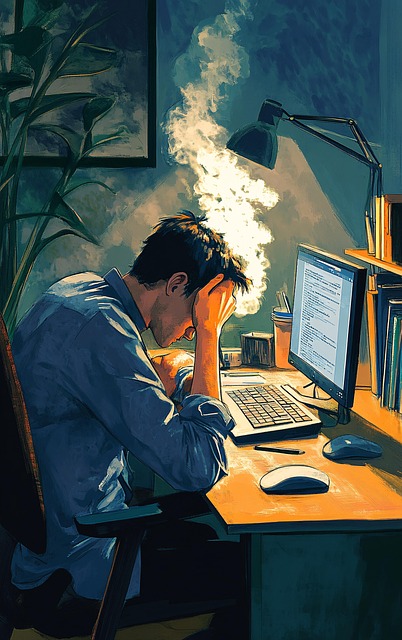 Free burnout stress exhaustion illustration