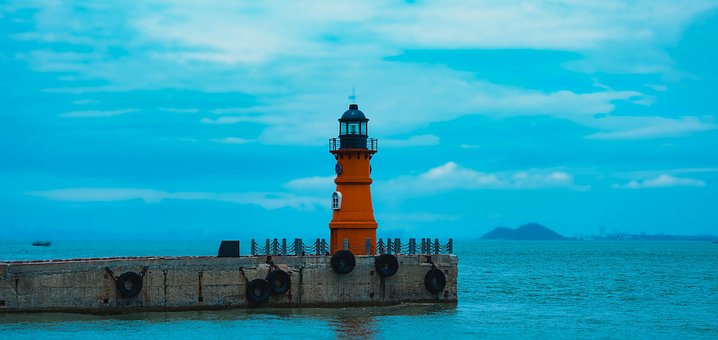 Farol, Mar, Laranja, Azul, Céu, Filme