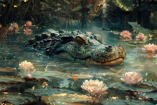 Free ai generated crocodile nature illustration