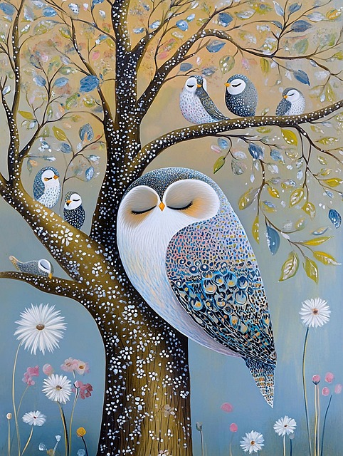Free ai generated owls feathers illustration