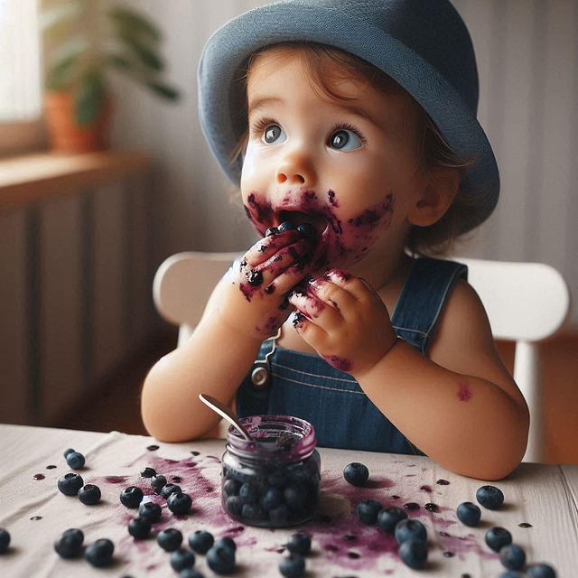Free ai generated child blueberries illustration