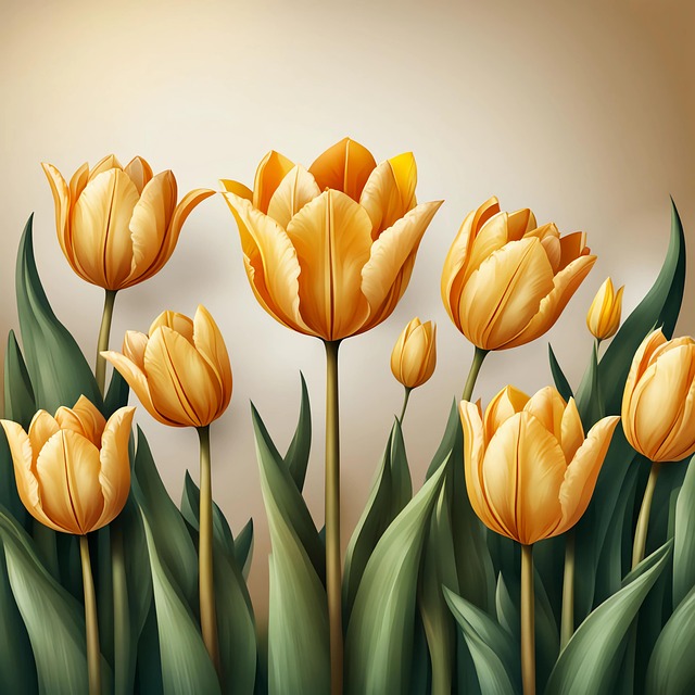 Free yellow tulip tulips nature illustration