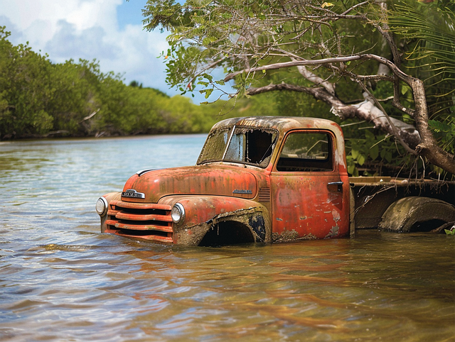Free car truck water illustration