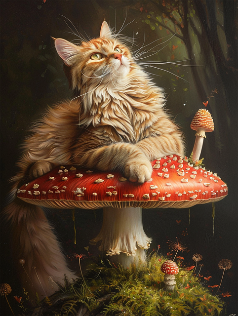 Katze, Pilz, Fantasie, Natur
