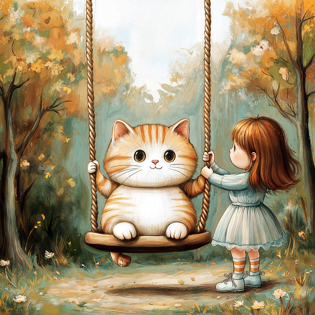 Free ai generated swing cat illustration
