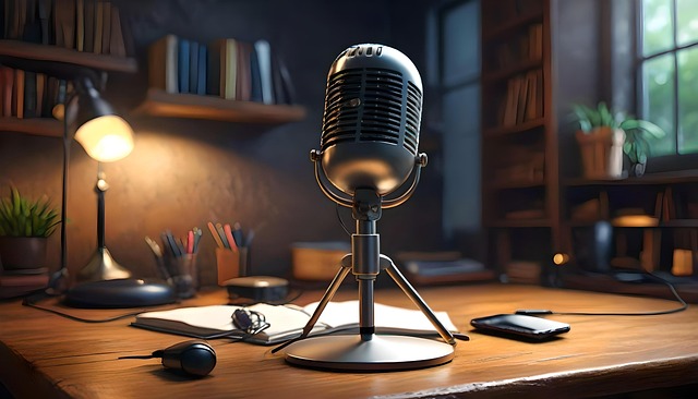 Free ai generated podcast microphone illustration
