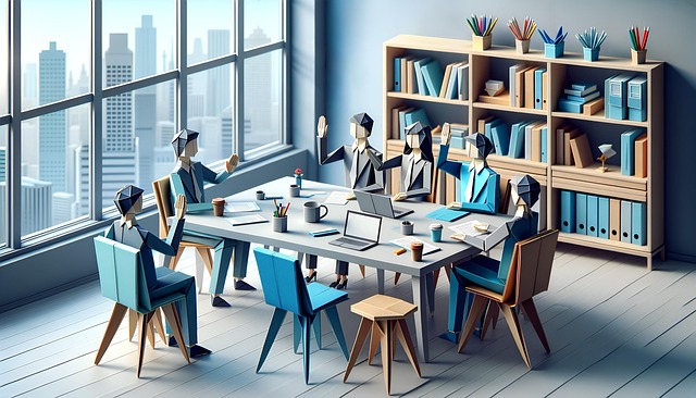 Free ai generated business meeting origami illustration