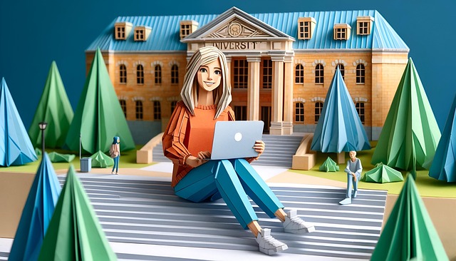Free ai generated origami style university campus illustration