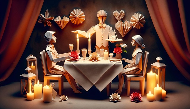 Free ai generated dinner party origami illustration