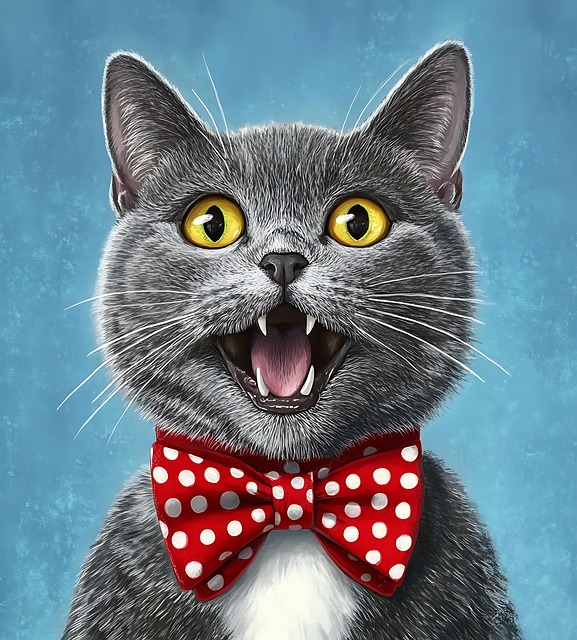 Download free HD stock image of Ai Generated Cat Free ai generated cat bow tie illustration