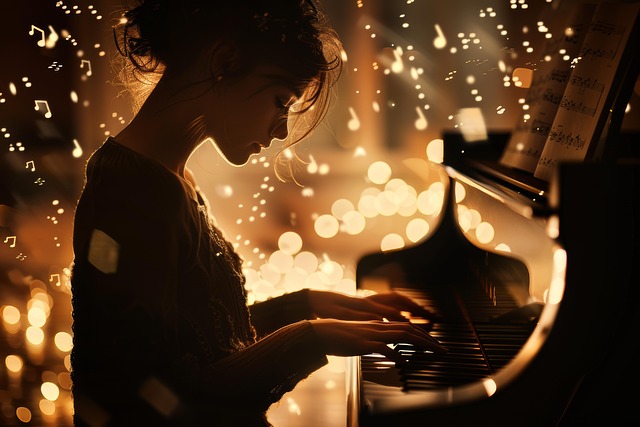 Free artist piano playing illustration