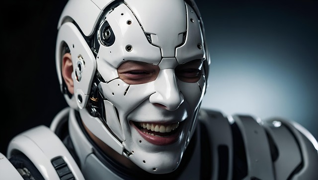 Free ai generated cyborg laughing illustration
