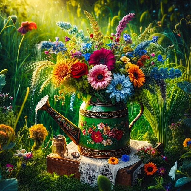 Download free HD stock image of Ai Generated Flowers Free ai generated flowers watering can illustration