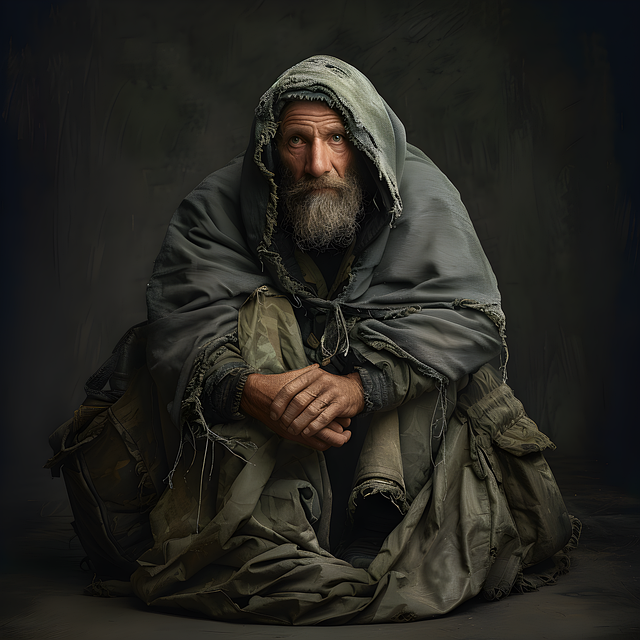 Free ai generated man homeless illustration
