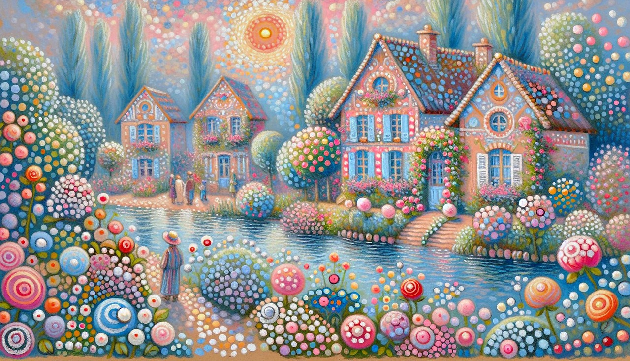 Download free HD stock image of Ai Generated Idyllic Village Free ai generated idyllic village charming cottages illustration