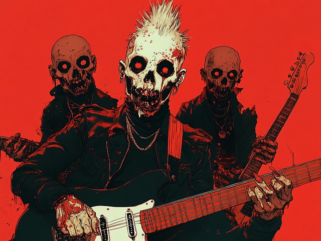 Free ai generated zombie band illustration